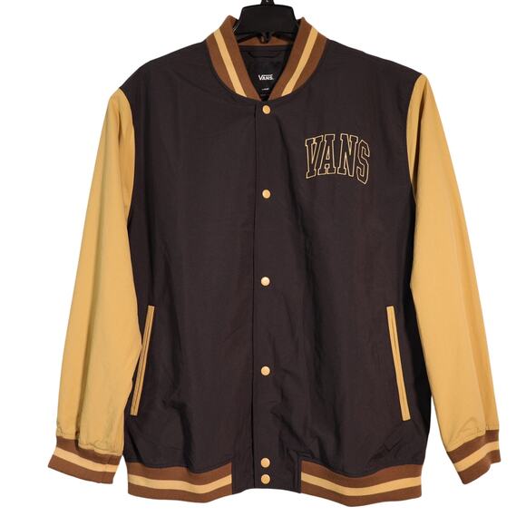 Vans Men’s Nylon Varsity Bomber Jacket – Black & Antelope Tan – Size Large – NWT - Picture 2 of 9